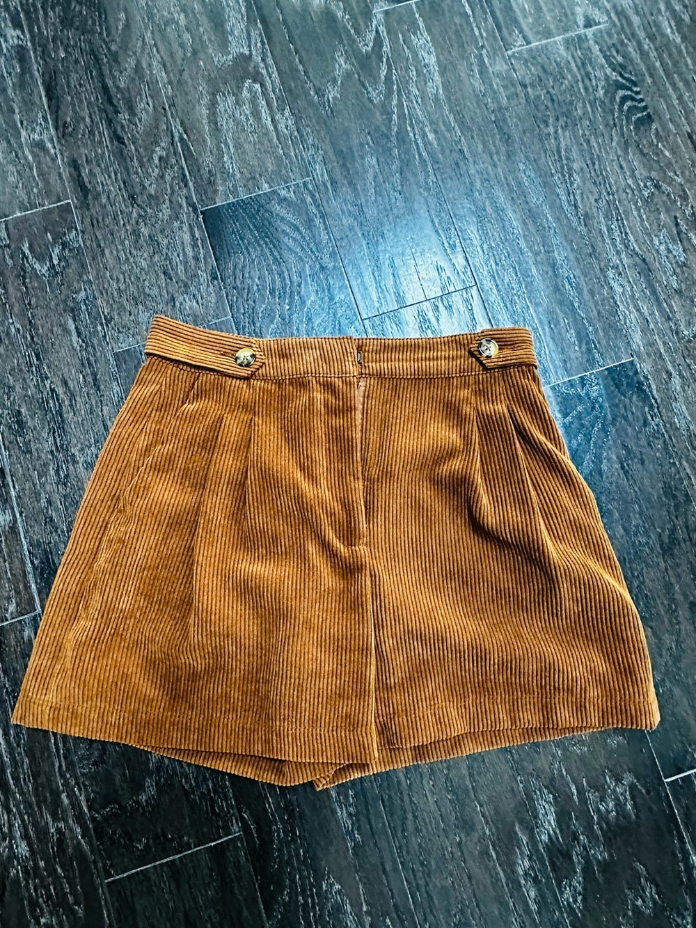 Zara Corduroy High-Waist Bermuda Shorts in Rust Brown